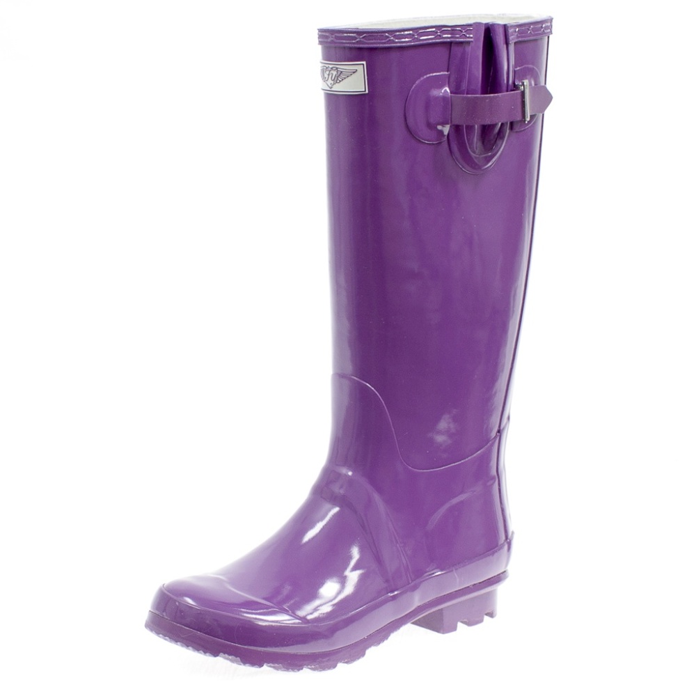 Women's Rainboots, Rubber Tall Classic Rain Boots, #3106, Purple - Picture 2 of 3